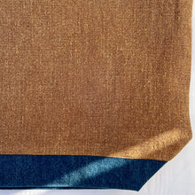 Load image into Gallery viewer, XL Tote Bag. Natural stonewashed brown French linen fabric and a blue cotton denim bottom.