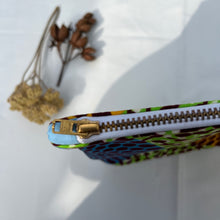 Load image into Gallery viewer, African wax fabric Pouch with zip. African cotton wax washbag. Zippered pouch. YKK zipper.