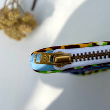 Load image into Gallery viewer, African wax fabric Pouch with zip. African cotton wax washbag. Zippered pouch. YKK zipper.