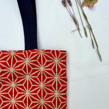 Load image into Gallery viewer, Tote bag. Vintage Japanese kimono fabric with a blue indigo denim bottom.