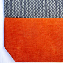 Load image into Gallery viewer, Tote bag. Vintage Japanese kimono fabric. Blue asanoha pattern. Orange cotton denim bottom.