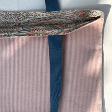 Load image into Gallery viewer, Tote bag. Dusty pink corduroy and light blue cotton denim tote bag.