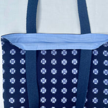 Load image into Gallery viewer, Tote bag. Vintage Japanese kimono fabric with an khaki green cotton canvas bottom.