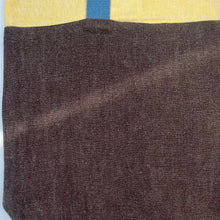 Load image into Gallery viewer, Tote bag. 100% linen tote bag. Stonewashed yellow and brown linen. Lined with an ex designer linen fabric.