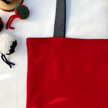 Load image into Gallery viewer, Tote bag. Ex designer red wool and blue denim tote.