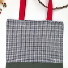 Load image into Gallery viewer, Tote bag. Vintage Chinese cotton fabric from the 1960s. Handwoven and hand-loomed. Khaki green cotton canvas bottom.