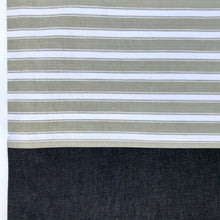 Load image into Gallery viewer, One of a kind bag. Tote Bag. Vintage striped cotton canvas fabric with a black denim bottom.
