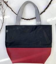 Load image into Gallery viewer, Handbag. Bag. Soft Navy blue and red leather bag.
