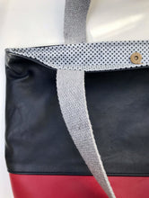 Load image into Gallery viewer, Handbag. Bag. Soft Navy blue and red leather bag.