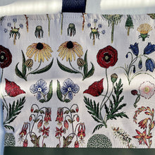 Load image into Gallery viewer, Handbag. Bag. Ex designer woven jacquard fabric and army green leather handbag.