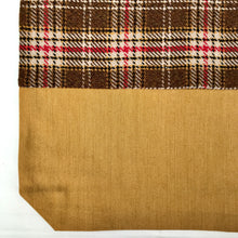 Load image into Gallery viewer, Tote bag. Beautiful check wool with a mustard yellow denim bottom.