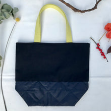 Load image into Gallery viewer, Handbag. Bag. Ex designer navy blue wool fabric and navy blue woven quilt fabric bag.