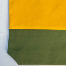 Load image into Gallery viewer, Tote bag. Canary yellow and khaki green cotton canvas tote bag. Lined with a green gingham pattern cotton fabric.