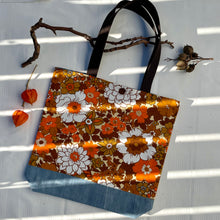 Load image into Gallery viewer, Special listing for Ann. Thank you! Tote bag. Vintage flower cotton canvas with a light blue denim bottom.