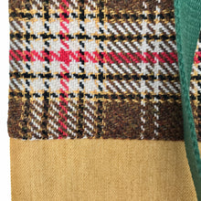 Load image into Gallery viewer, Tote bag. Beautiful check wool with a mustard yellow denim bottom.