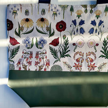 Load image into Gallery viewer, Handbag. Bag. Ex designer woven jacquard fabric and army green leather handbag.