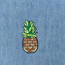 Load image into Gallery viewer, Unique tote bag. Light blue denim with embroidered patches and a vintage grain sack bottom.