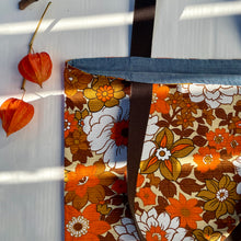 Load image into Gallery viewer, Special listing for Ann. Thank you! Tote bag. Vintage flower cotton canvas with a light blue denim bottom.