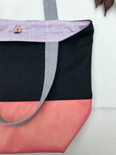 Load image into Gallery viewer, Handbag. Bag. Ex-designer dark grey wool fabric and metallic pink leather handbag.
