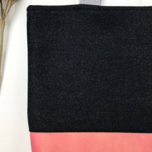 Load image into Gallery viewer, Handbag. Bag. Ex-designer dark grey wool fabric and metallic pink leather handbag.