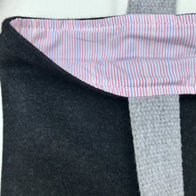 Load image into Gallery viewer, Handbag. Bag. Ex-designer dark grey wool fabric and metallic pink leather handbag.