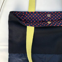Load image into Gallery viewer, Handbag. Bag. Ex designer navy blue wool fabric and navy blue woven quilt fabric bag.