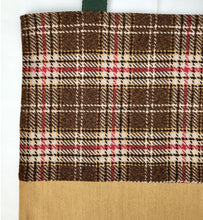 Load image into Gallery viewer, Tote bag. Beautiful check wool with a mustard yellow denim bottom.