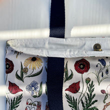 Load image into Gallery viewer, Handbag. Bag. Ex designer woven jacquard fabric and army green leather handbag.