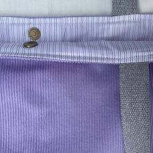 Load image into Gallery viewer, XL Tote bag. Mauve corduroy and light blue cotton denim tote bag.
