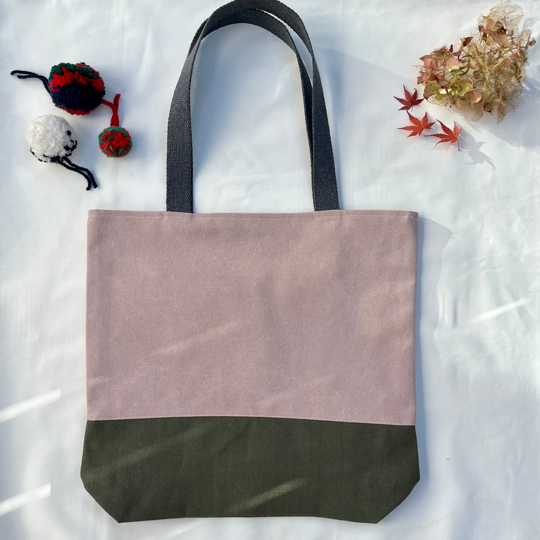 Tote bag. Dusty pink cotton canvas and waxed linen tote.
