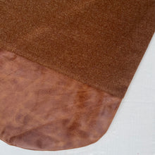 Load image into Gallery viewer, Tote bag. Luxurious brown wool fabric and distressed brown leather round bottom.
