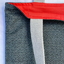 Load image into Gallery viewer, Tote bag. Vintage Japanese kimono fabric. Blue grey textured seigaiha pattern. Indigo blue cotton denim bottom.
