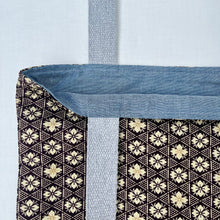 Load image into Gallery viewer, Tote bag. Vintage Japanese kimono fabric with an indigo blue cotton bottom.
