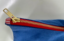 Load image into Gallery viewer, Special listing for Alex. 2 Blue cobalt cotton corduroy pouches. Fabric pouch with YKK zip. Zippered purse. Zippered pouch.

