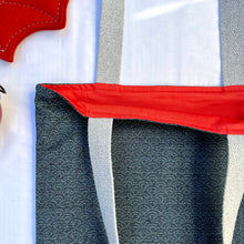 Load image into Gallery viewer, Tote bag. Vintage Japanese kimono fabric. Blue grey textured seigaiha pattern. Indigo blue cotton denim bottom.
