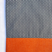 Load image into Gallery viewer, Tote bag. Vintage Japanese kimono fabric. Blue asanoha pattern. Orange cotton denim bottom.
