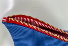 Load image into Gallery viewer, Special listing for Alex. 2 Blue cobalt cotton corduroy pouches. Fabric pouch with YKK zip. Zippered purse. Zippered pouch.

