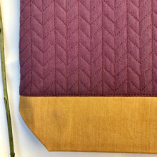 Load image into Gallery viewer, Tote bag. Ex-designer quilted wool fabric with a mustard yellow denim bottom.
