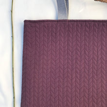 Load image into Gallery viewer, Tote bag. Ex-designer quilted wool fabric with a mustard yellow denim bottom.
