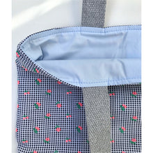Load image into Gallery viewer, Handbag. Bag. Ex designer woven jacquard fabric tote with a soft black leather bottom.
