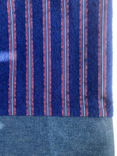 Load image into Gallery viewer, Tote bag. The top is a unique ex designer fabric with a blue cotton denim bottom.
