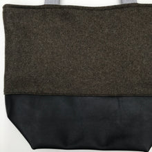 Load image into Gallery viewer, Handbag. Bag. Ex-designer olive green wool fabric and soft black leather handbag.
