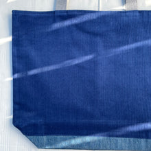 Load image into Gallery viewer, XL Tote bag. Blue cobalt corduroy and blue cotton denim tote bag.
