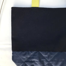 Load image into Gallery viewer, Handbag. Bag. Ex designer navy blue wool fabric and navy blue woven quilt fabric bag.
