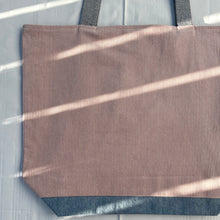 Load image into Gallery viewer, XL Tote bag. Dusty pink corduroy and light blue cotton denim tote bag.
