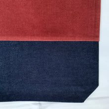 Load image into Gallery viewer, Tote bag. Rust corduroy and dark blue denim tote bag.
