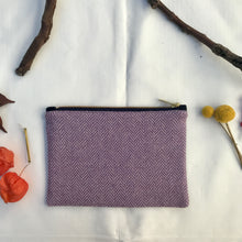 Load image into Gallery viewer, Wool Check Pouch with YKK zip. Zippered purse. Zippered pouch. YKK zipper.
