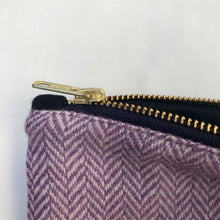 Load image into Gallery viewer, Wool Check Pouch with YKK zip. Zippered purse. Zippered pouch. YKK zipper.
