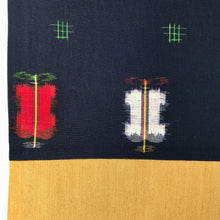 Load image into Gallery viewer, Tote bag. Vintage Japanese kimono fabric with a yellow mustard denim bottom.
