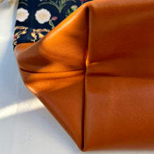 Load image into Gallery viewer, Handbag. Bag. Ex designer floral jacquard fabric and brown leather handbag.
